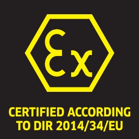 Machine with certified explosion protection. Machine with certified explosion protection.