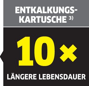 ³⁾ Faktor um den die Produktlebenszeit mindestens verlängert wird, auf Grundlage interner Tests bei einer Wasserhärte von 20°dH und einer Karbonathärte von 15°dH.