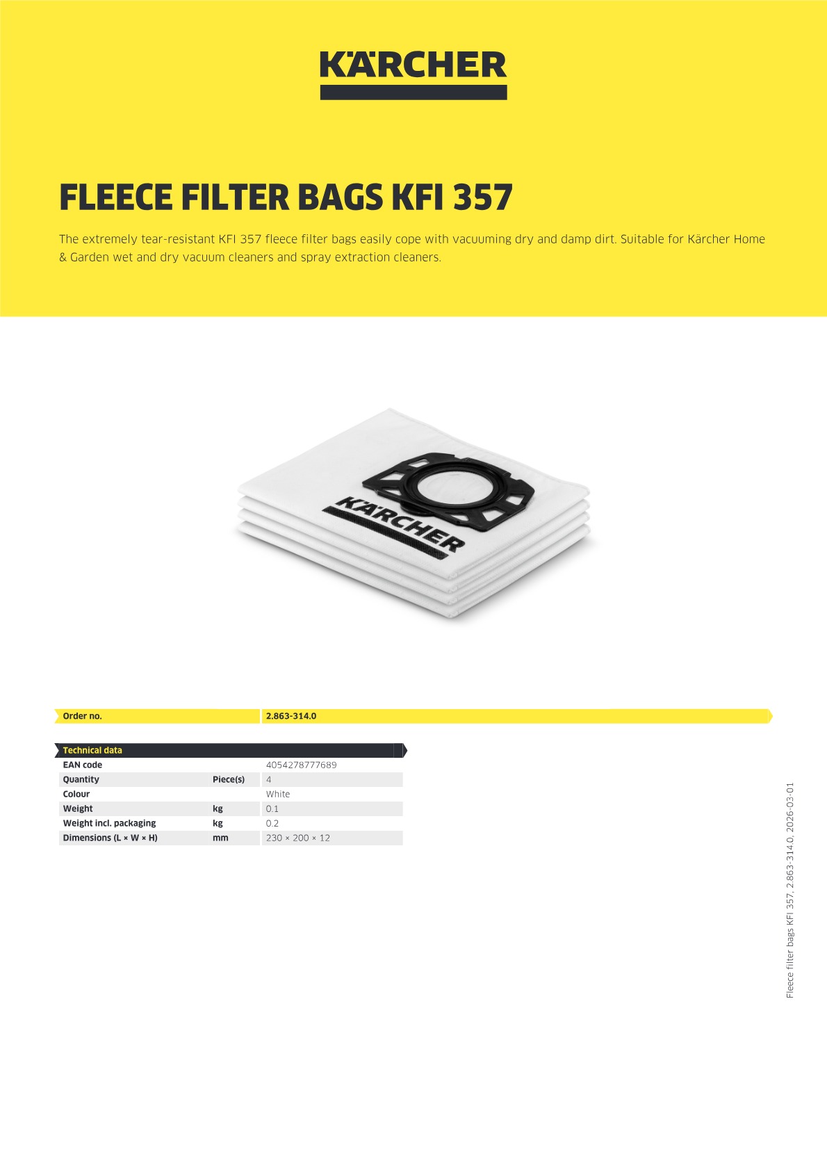 Filter Bag Fleece WD 2/3 4pc