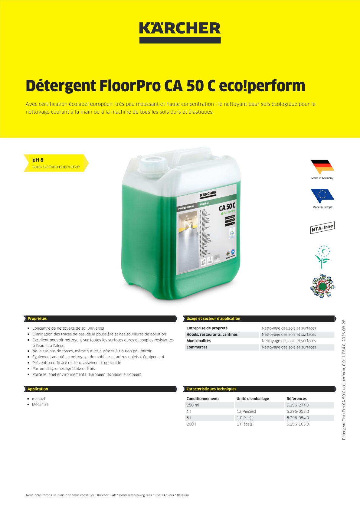 Informations sur le produit