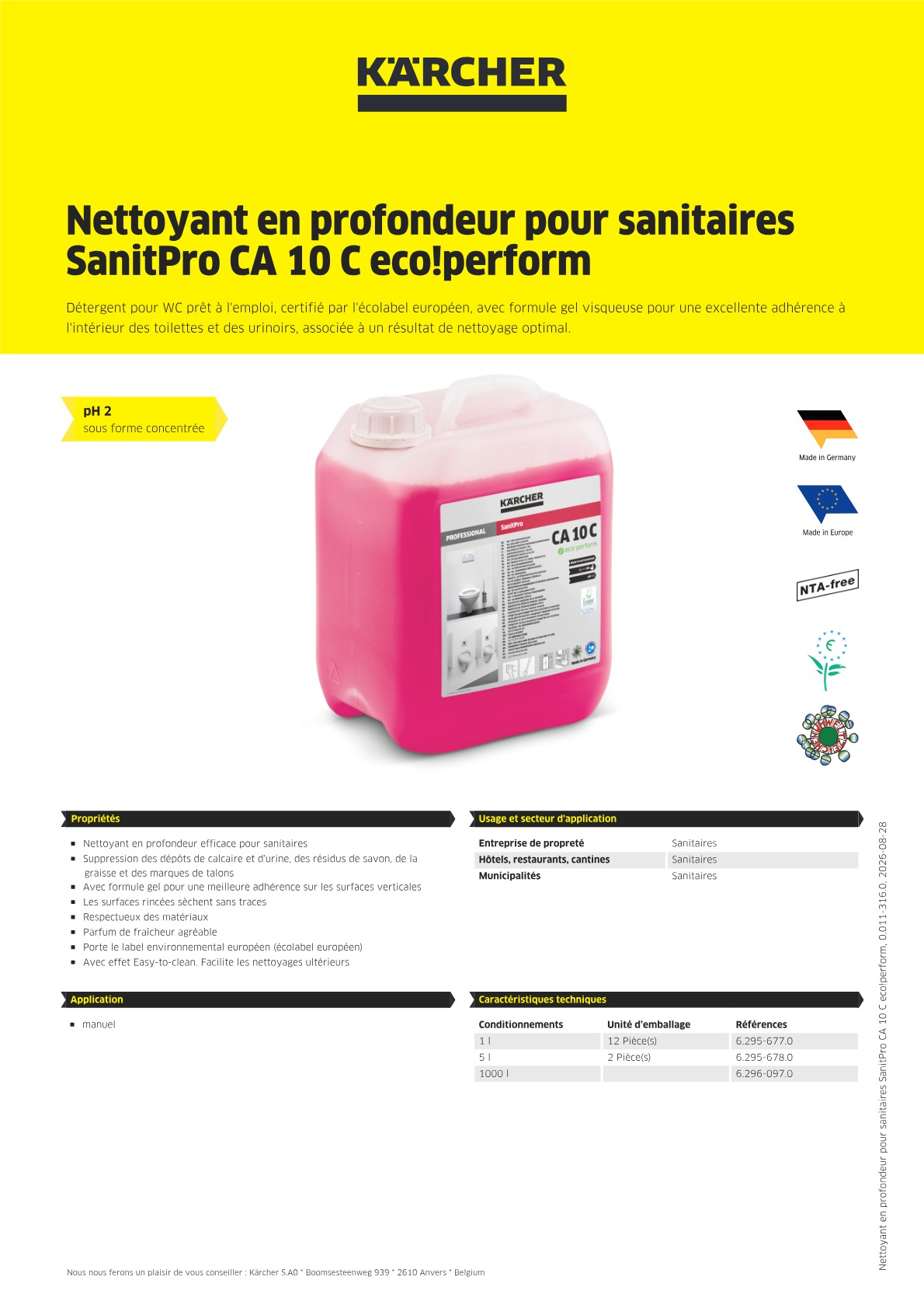 Informations sur le produit