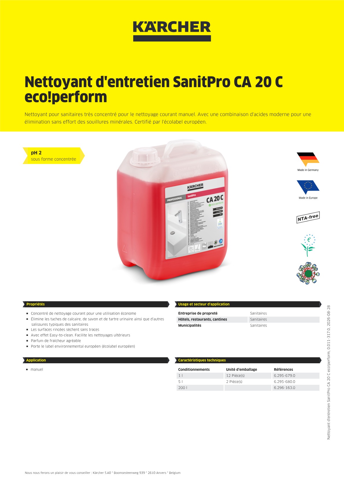 Informations sur le produit