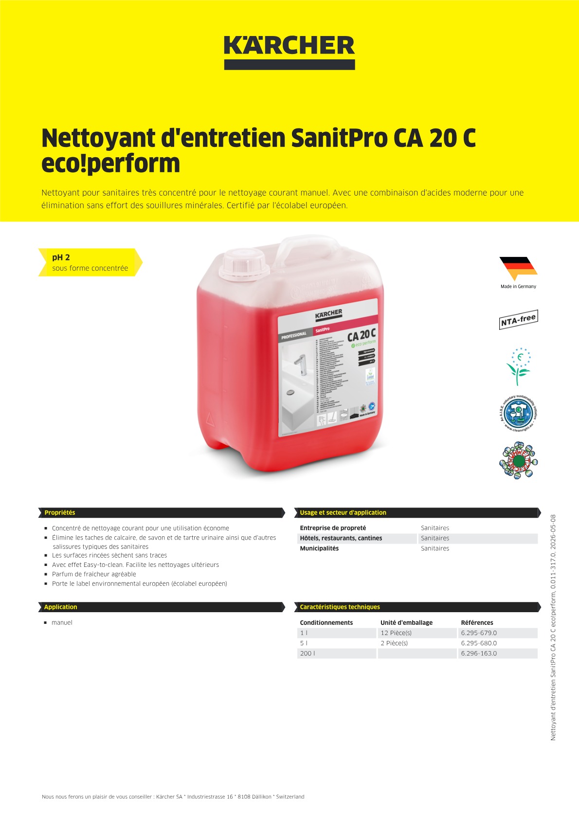 Informations produit