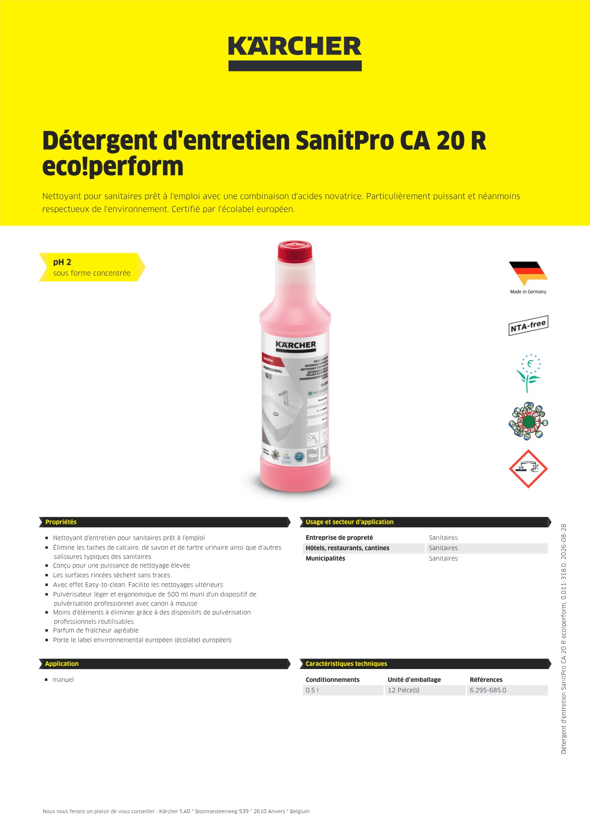 Informations sur le produit
