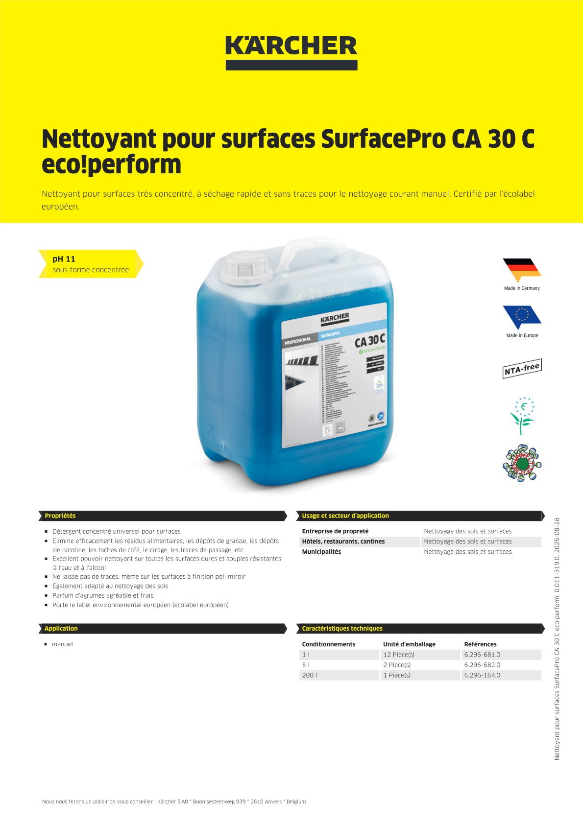 Informations sur le produit