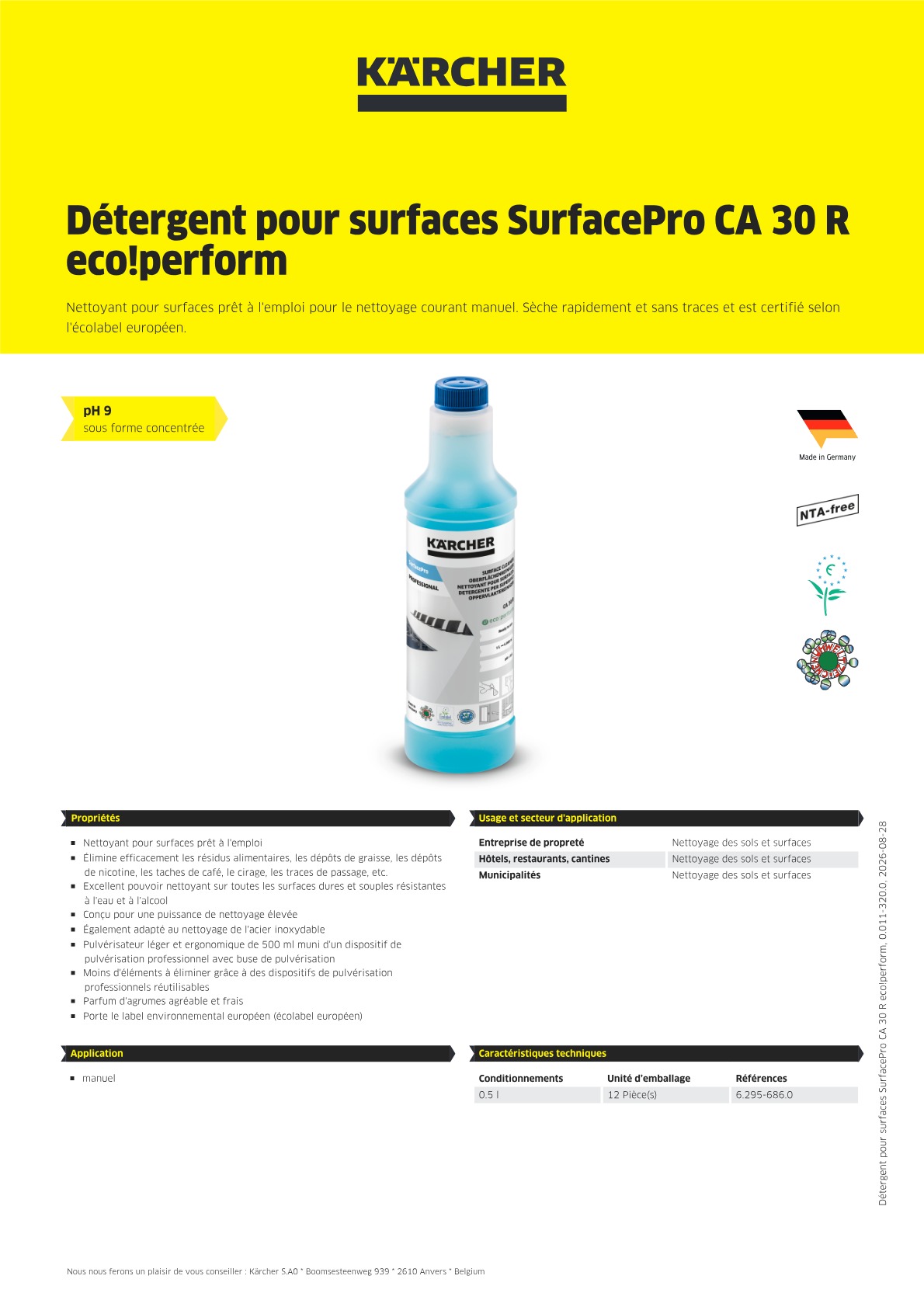 Informations sur le produit