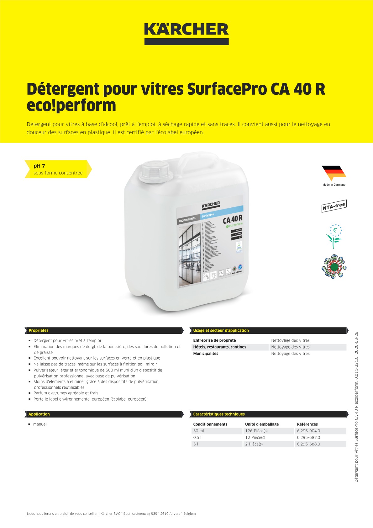 Informations sur le produit