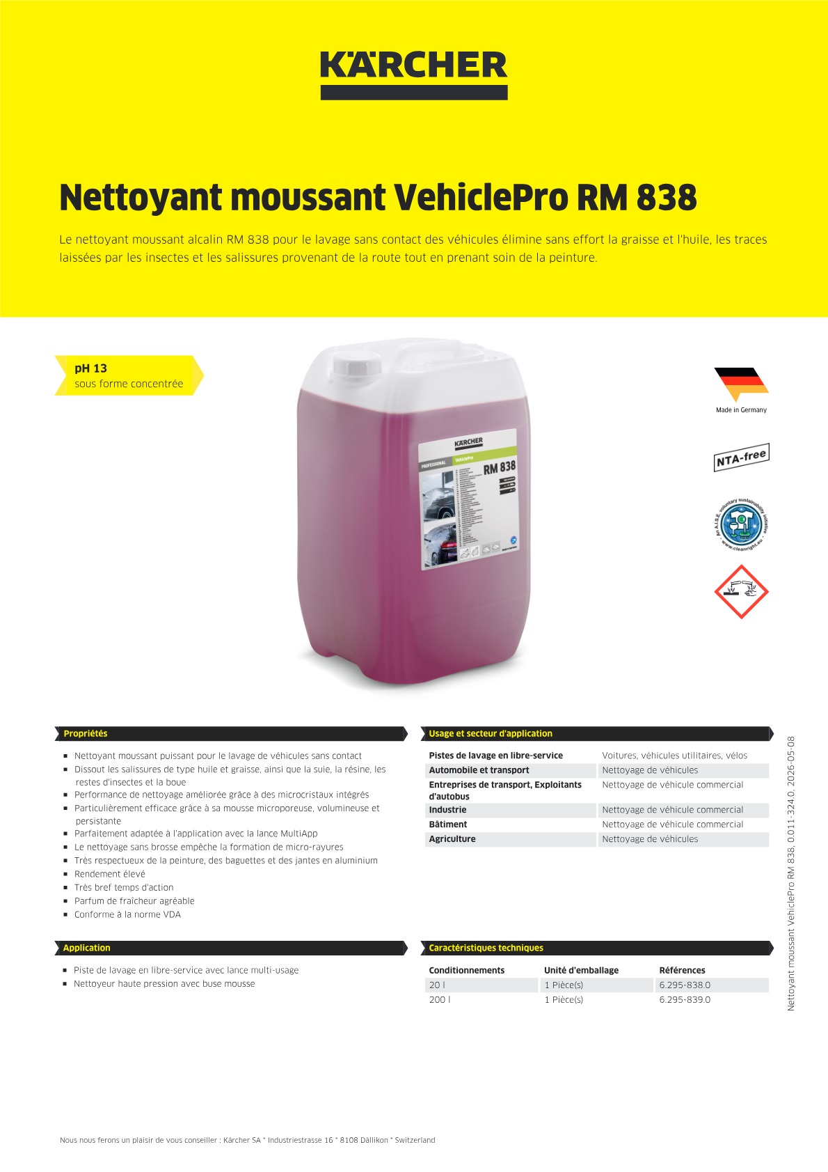 Informations produit