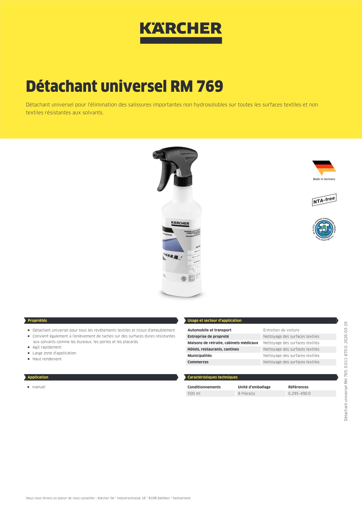 Informations produit