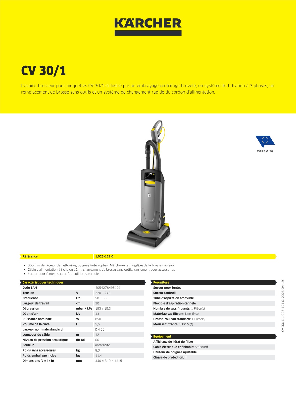 Informations sur le produit