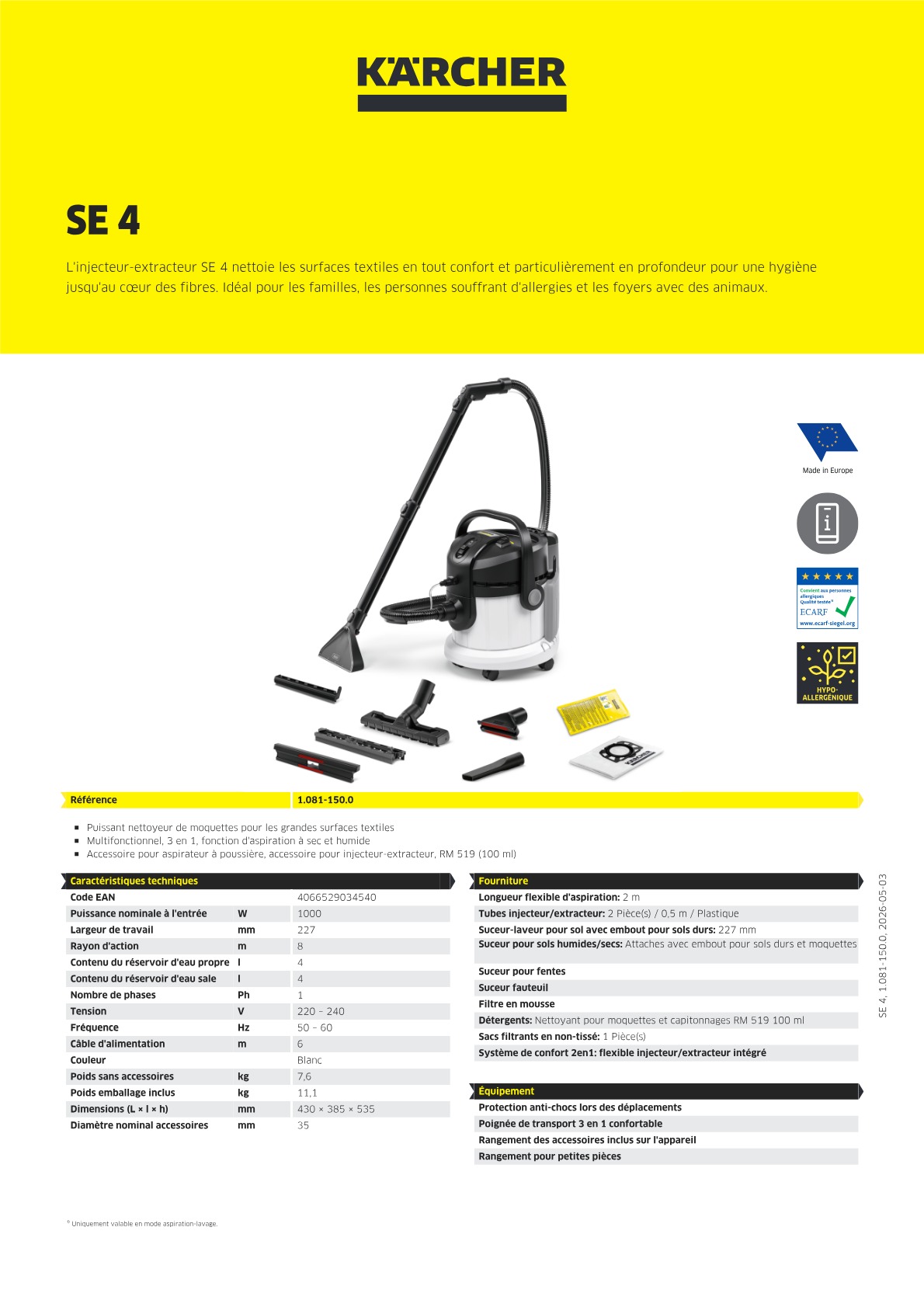 Informations sur le produit