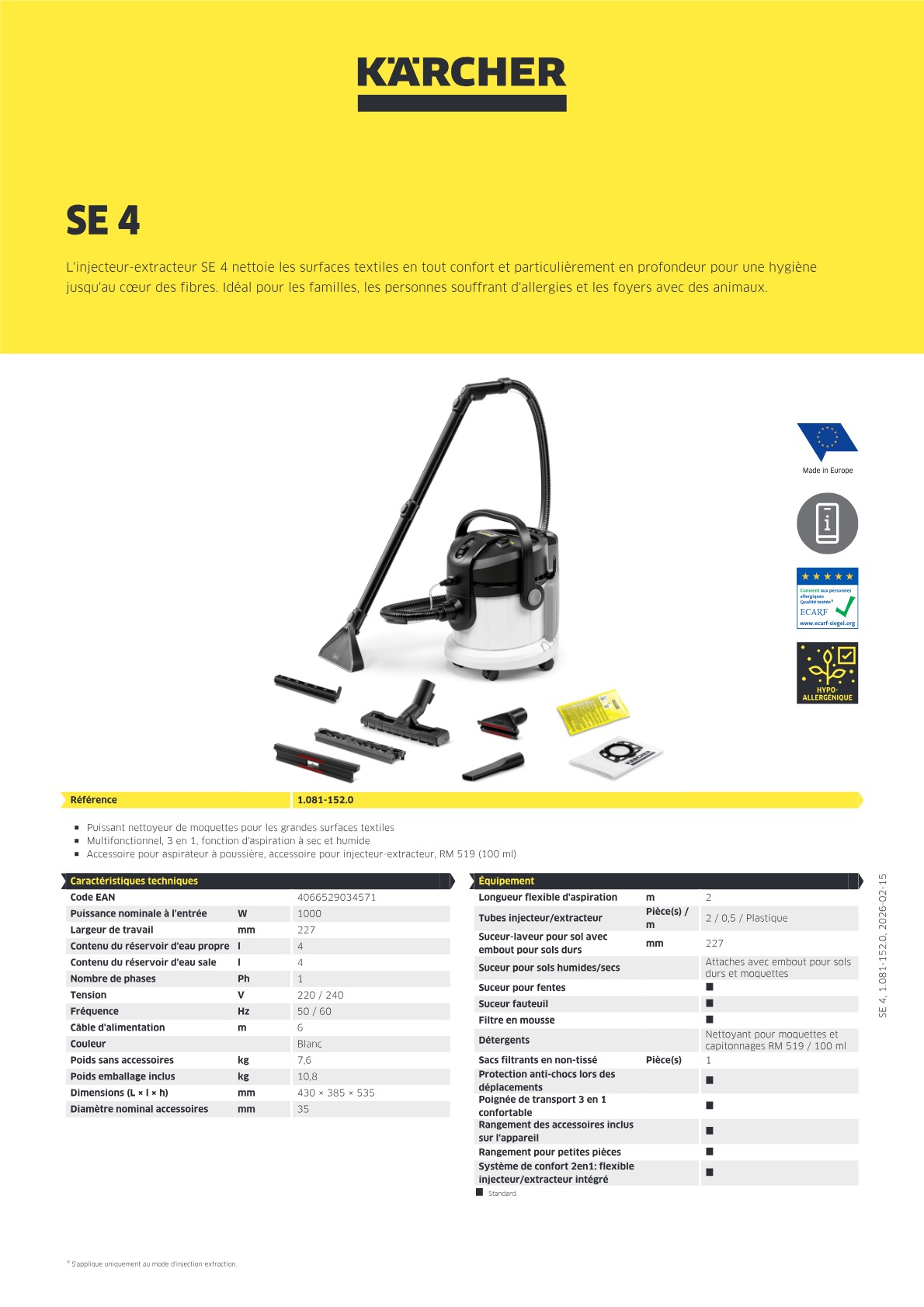 Informations produit
