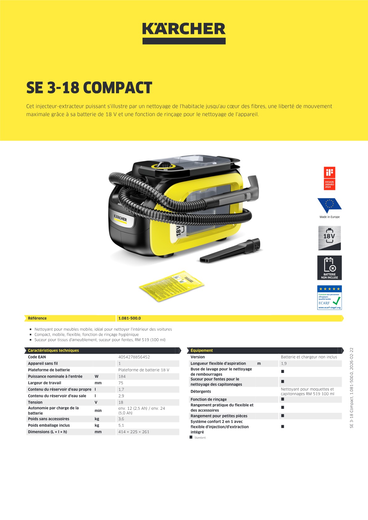 Informations produit