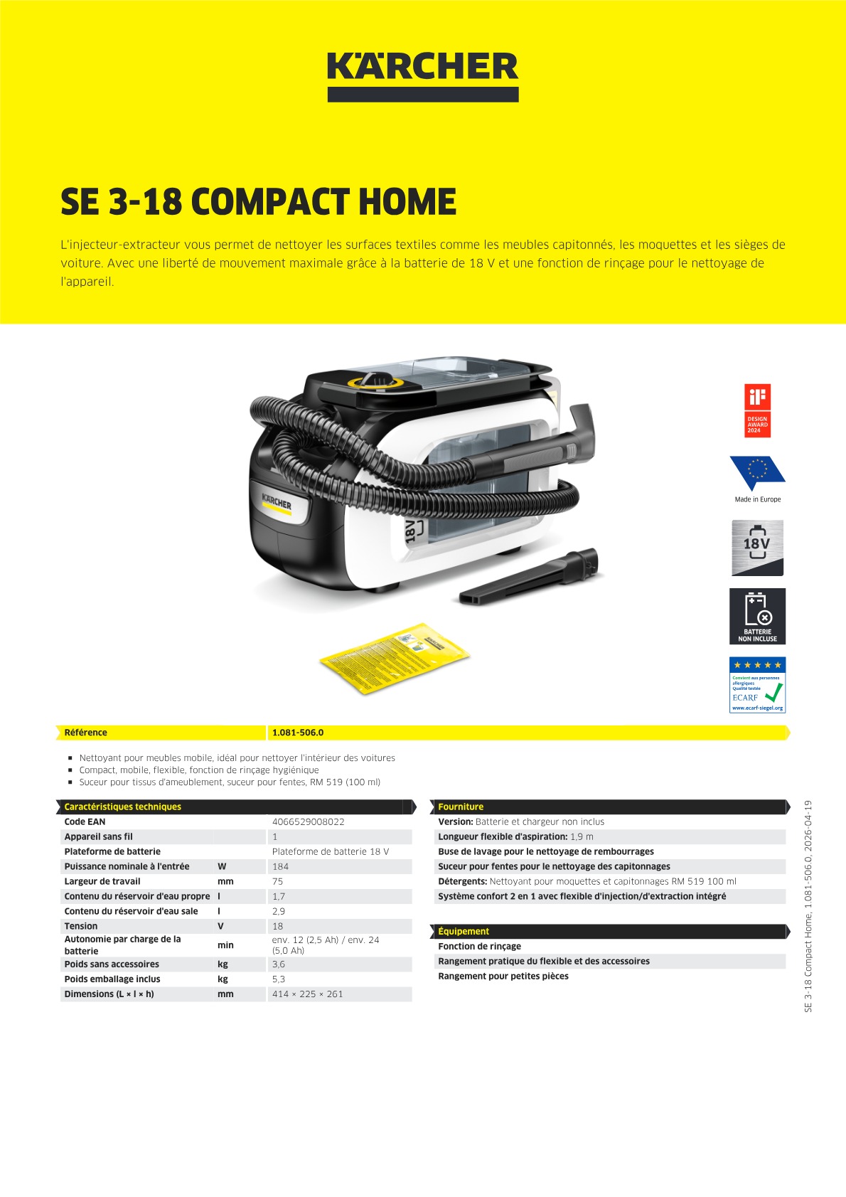 Informations sur le produit