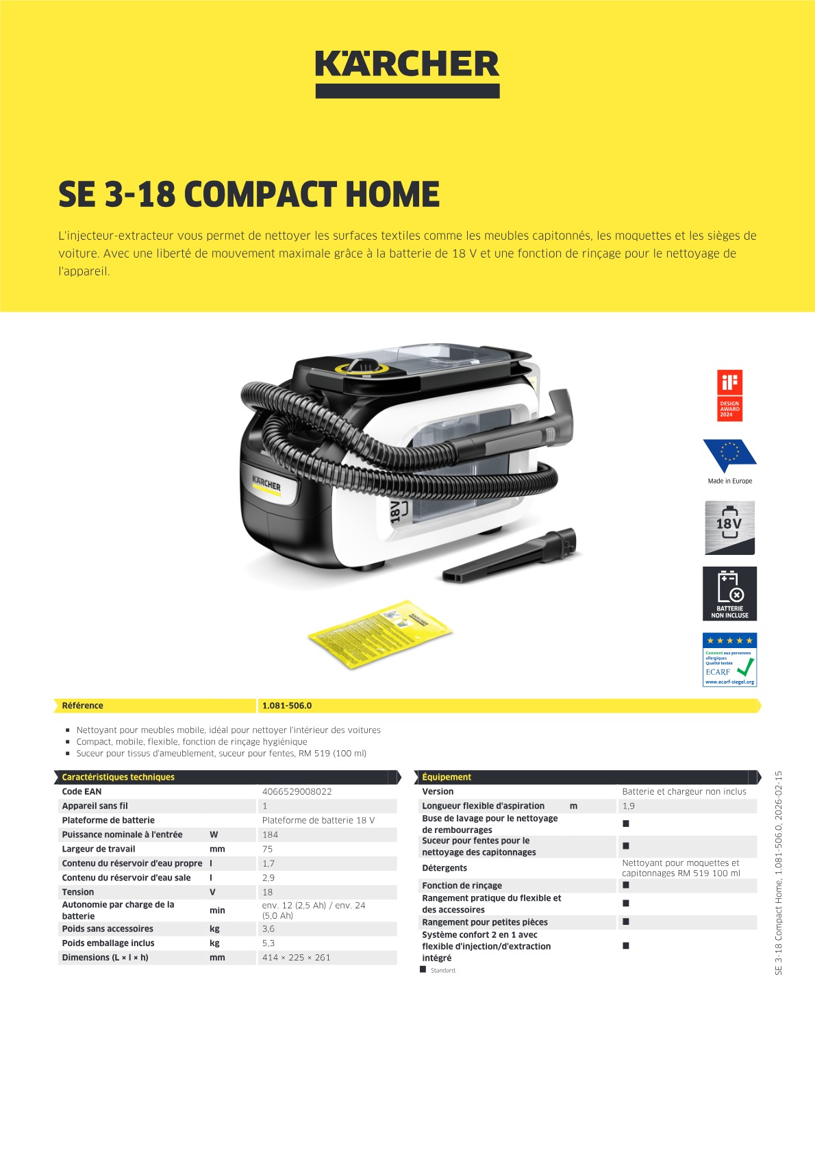 Informations produit