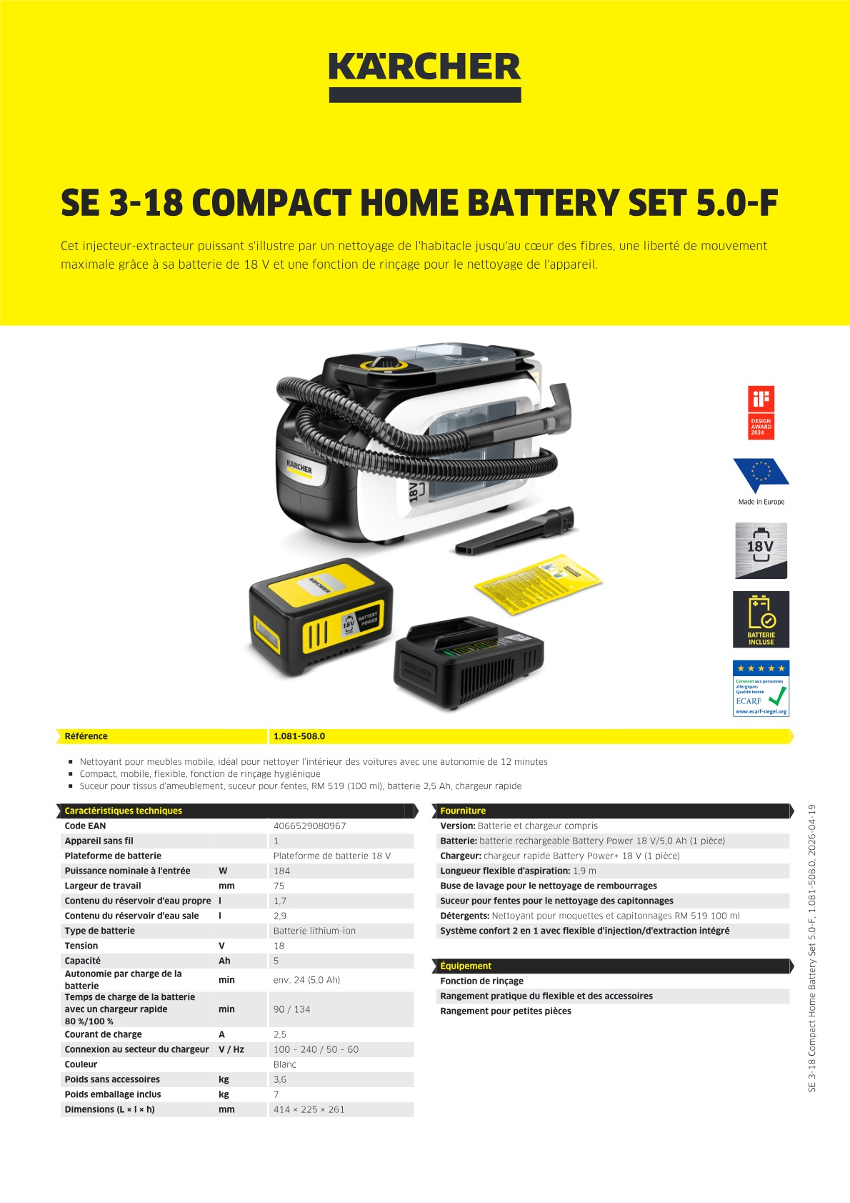 Informations sur le produit