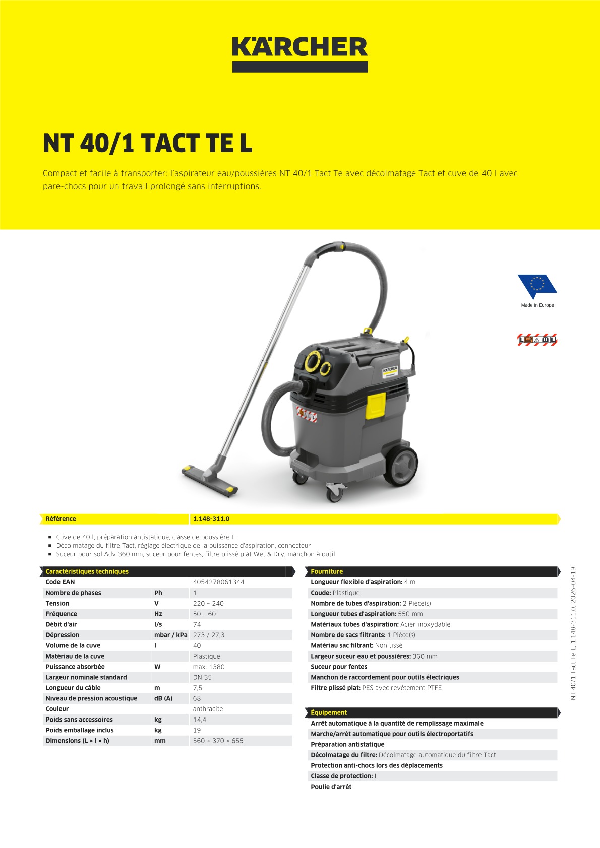 Informations sur le produit
