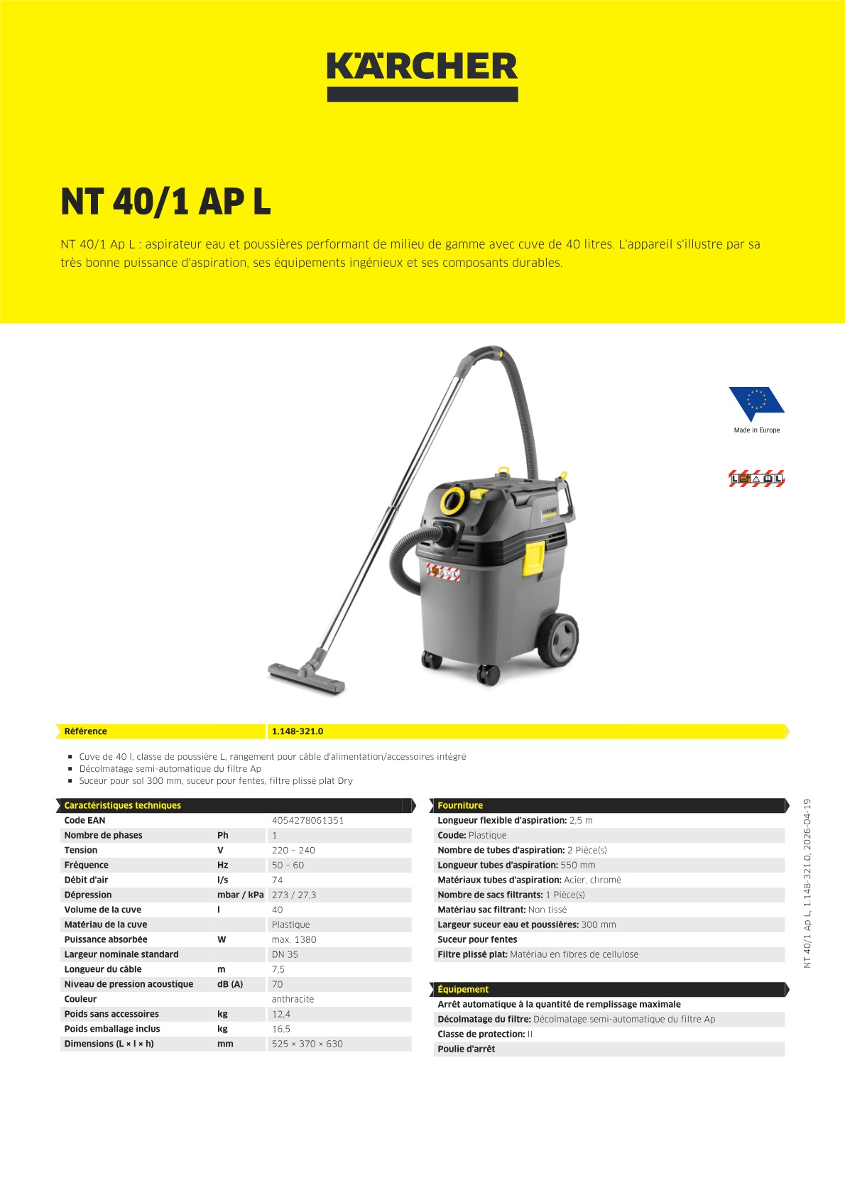 Informations sur le produit