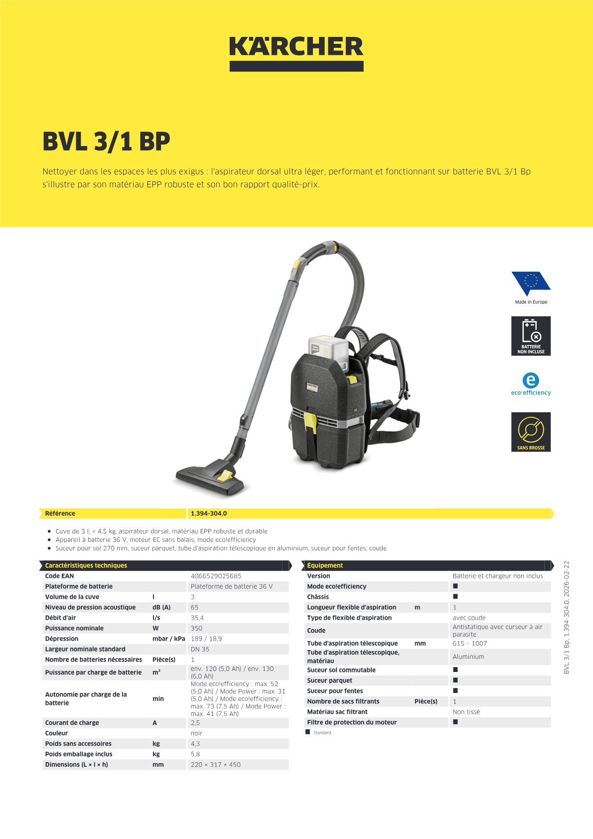 Informations produit