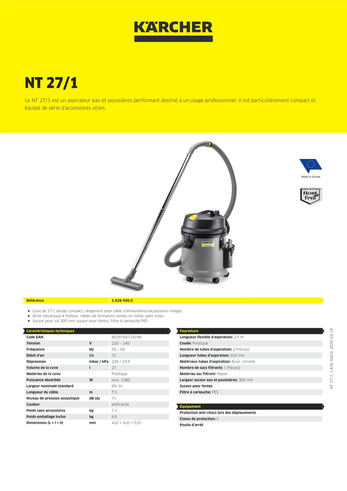 Informations sur le produit