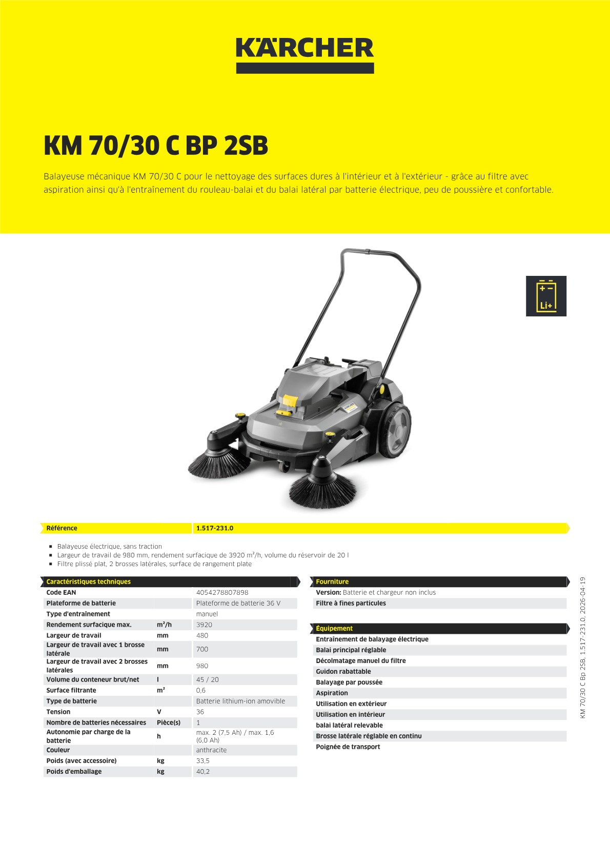 Informations sur le produit