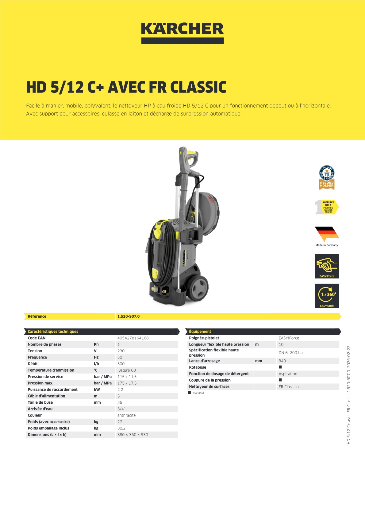 Informations produit