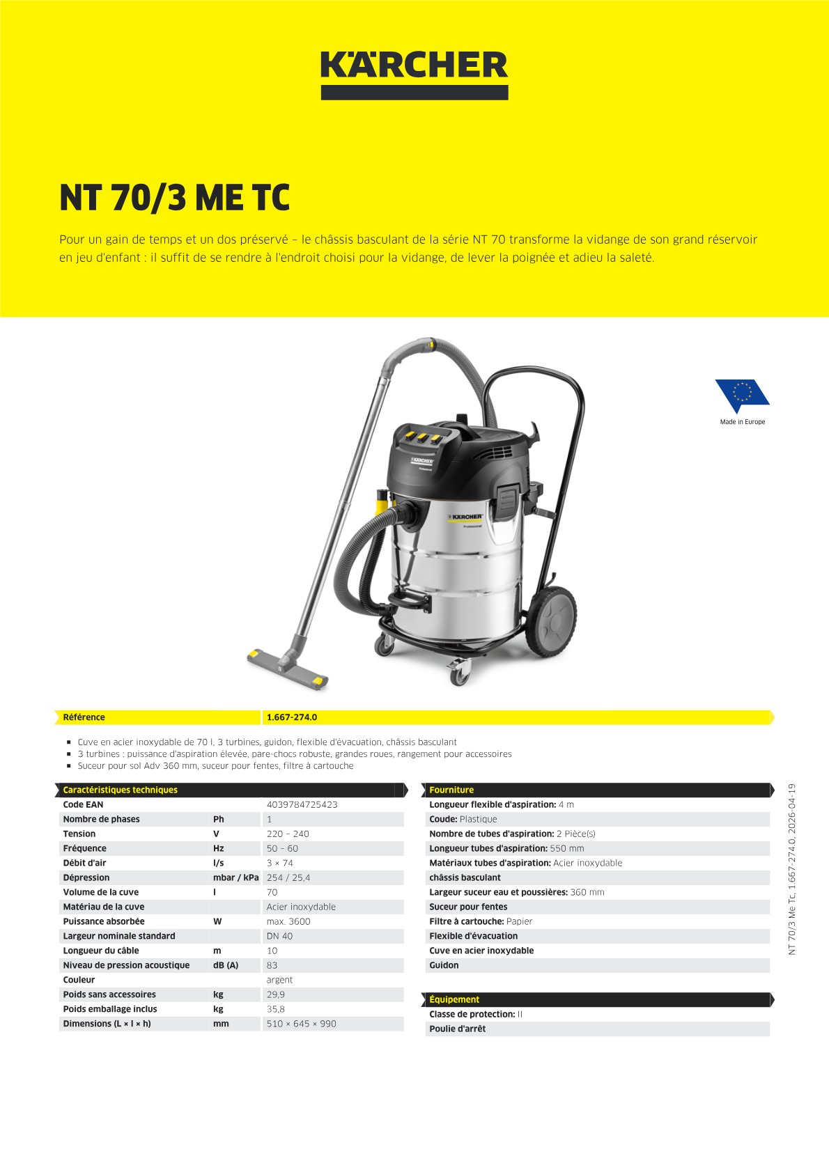 Informations sur le produit