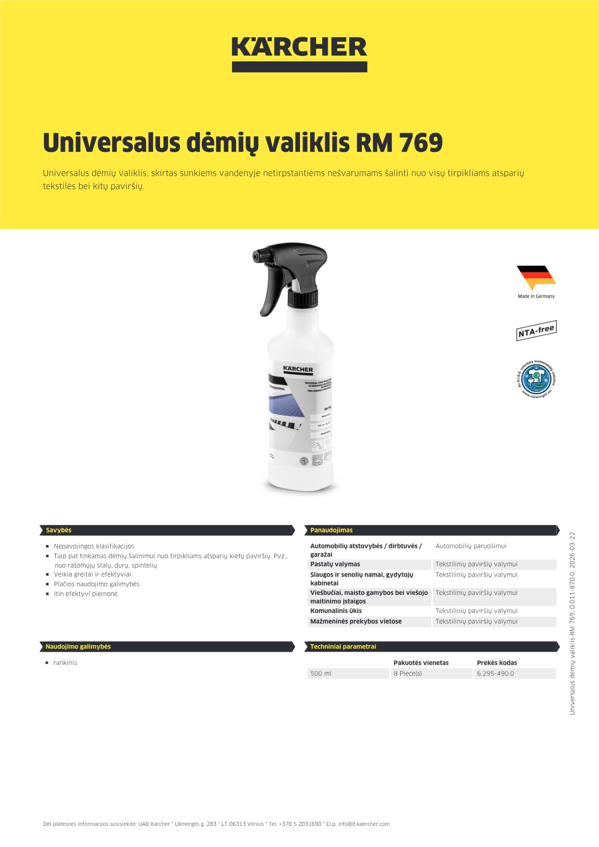 Informacija apie produktą