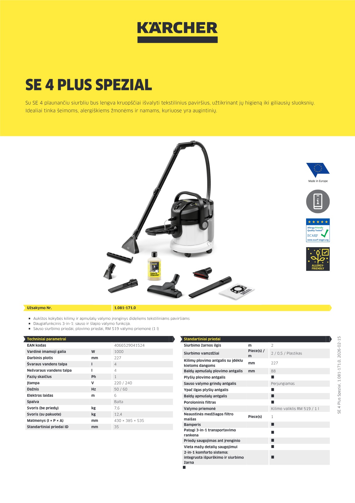 Informacija apie produktą